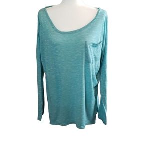 Jay Jays comfy one pocket green blue marled L long sleeve t shirt